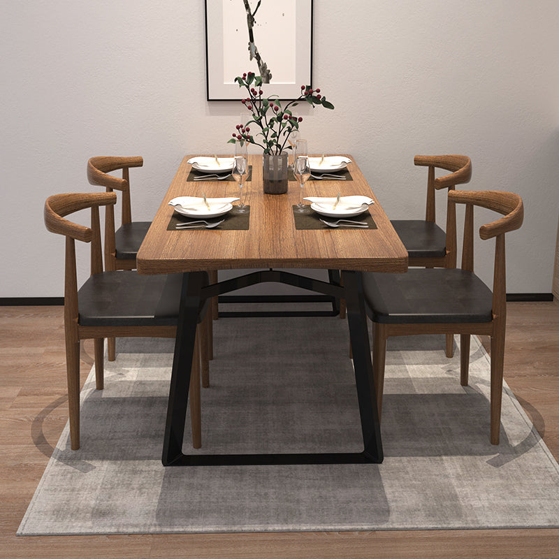 Rectangle Pine Wood Table for Restaurant Industrial Dining Table with Double Pedestal 47.2"L x 23.6"W x 29.5"H Without Chairs Clearhalo 'Dining Tables & Seating' 'Dining Tables' 'dining_table' 'furn' 'furn_dining_table' 'Furniture' 'furniture_dining_table' 'Kitchen & Dining Furniture' 'kitchen' 'kitchen_dining_table' 4853339