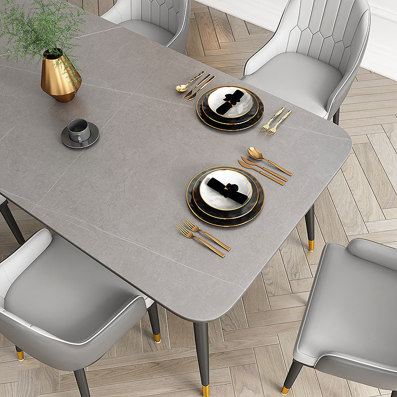 Sintered Stone Dining Table Traditional Luxury 4 Legs Dining Table Clearhalo 'Dining Tables & Seating' 'Dining Tables' 'dining_table' 'furn' 'furn_dining_table' 'Furniture' 'furniture_dining_table' 'Kitchen & Dining Furniture' 'kitchen' 'kitchen_dining_table' 4853359