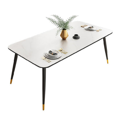 Sintered Stone Dining Table Traditional Luxury 4 Legs Dining Table White Without Chairs Clearhalo 'Dining Tables & Seating' 'Dining Tables' 'dining_table' 'furn' 'furn_dining_table' 'Furniture' 'furniture_dining_table' 'Kitchen & Dining Furniture' 'kitchen' 'kitchen_dining_table' 4853363
