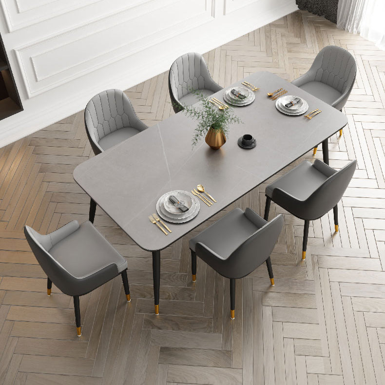 Sintered Stone Dining Table Traditional Luxury 4 Legs Dining Table Clearhalo 'Dining Tables & Seating' 'Dining Tables' 'dining_table' 'furn' 'furn_dining_table' 'Furniture' 'furniture_dining_table' 'Kitchen & Dining Furniture' 'kitchen' 'kitchen_dining_table' 4853364