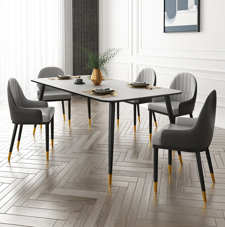 Sintered Stone Dining Table Traditional Luxury 4 Legs Dining Table Clearhalo 'Dining Tables & Seating' 'Dining Tables' 'dining_table' 'furn' 'furn_dining_table' 'Furniture' 'furniture_dining_table' 'Kitchen & Dining Furniture' 'kitchen' 'kitchen_dining_table' 4853365
