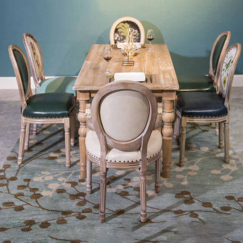 Medieval Modern Dining Table for Restaurant Rectangle Pine Wood Table with 4 Legs 47.2"L x 23.6"W x 29.5"H Without Chairs Clearhalo 'Dining Tables & Seating' 'Dining Tables' 'dining_table' 'furn' 'furn_dining_table' 'Furniture' 'furniture_dining_table' 'Kitchen & Dining Furniture' 'kitchen' 'kitchen_dining_table' 4853383