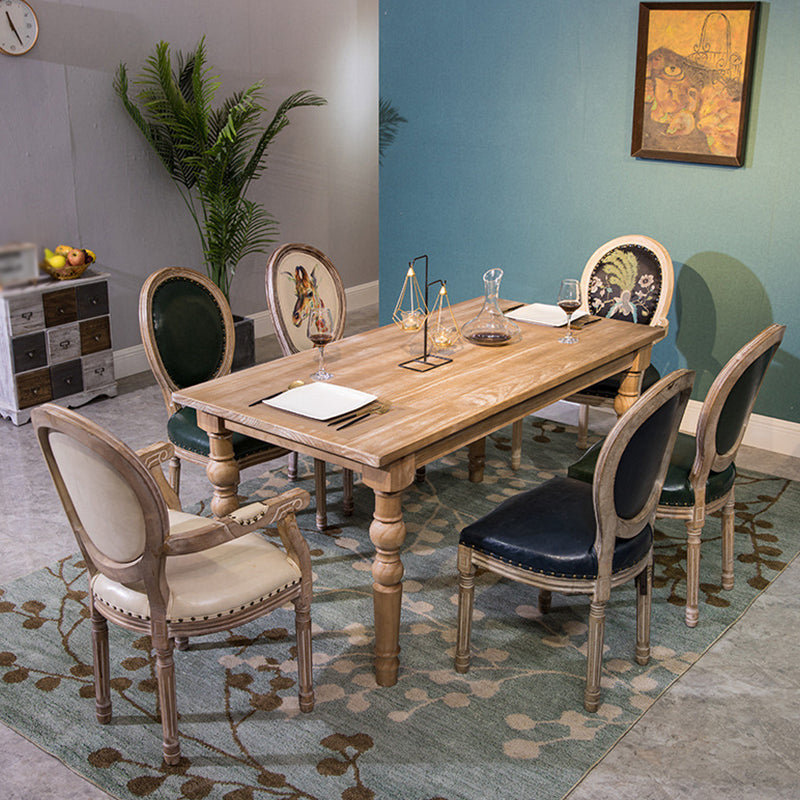 Medieval Modern Dining Table for Restaurant Rectangle Pine Wood Table with 4 Legs Clearhalo 'Dining Tables & Seating' 'Dining Tables' 'dining_table' 'furn' 'furn_dining_table' 'Furniture' 'furniture_dining_table' 'Kitchen & Dining Furniture' 'kitchen' 'kitchen_dining_table' 4853388
