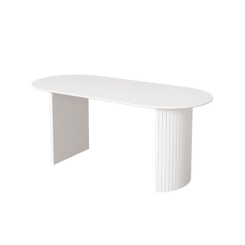 Solid Wood White Dining Table Simplicity Double Pedestal Table for Dining Room Oval Without Chairs Clearhalo 'Dining Tables & Seating' 'Dining Tables' 'dining_table' 'furn' 'furn_dining_table' 'Furniture' 'furniture_dining_table' 'Kitchen & Dining Furniture' 'kitchen' 'kitchen_dining_table' 4853405