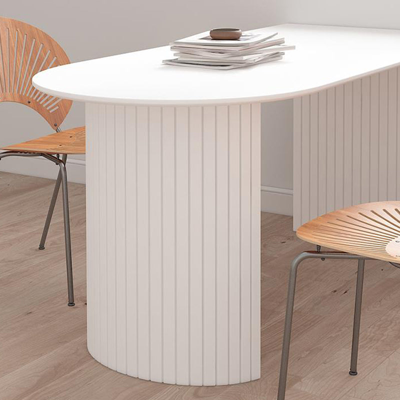 Solid Wood White Dining Table Simplicity Double Pedestal Table for Dining Room Clearhalo 'Dining Tables & Seating' 'Dining Tables' 'dining_table' 'furn' 'furn_dining_table' 'Furniture' 'furniture_dining_table' 'Kitchen & Dining Furniture' 'kitchen' 'kitchen_dining_table' 4853410