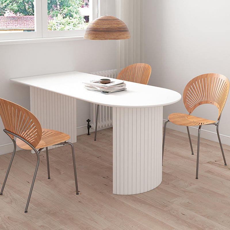 Solid Wood White Dining Table Simplicity Double Pedestal Table for Dining Room Clearhalo 'Dining Tables & Seating' 'Dining Tables' 'dining_table' 'furn' 'furn_dining_table' 'Furniture' 'furniture_dining_table' 'Kitchen & Dining Furniture' 'kitchen' 'kitchen_dining_table' 4853413