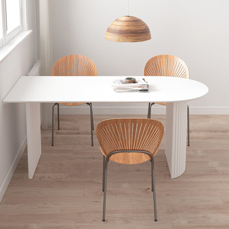Solid Wood White Dining Table Simplicity Double Pedestal Table for Dining Room Clearhalo 'Dining Tables & Seating' 'Dining Tables' 'dining_table' 'furn' 'furn_dining_table' 'Furniture' 'furniture_dining_table' 'Kitchen & Dining Furniture' 'kitchen' 'kitchen_dining_table' 4853414