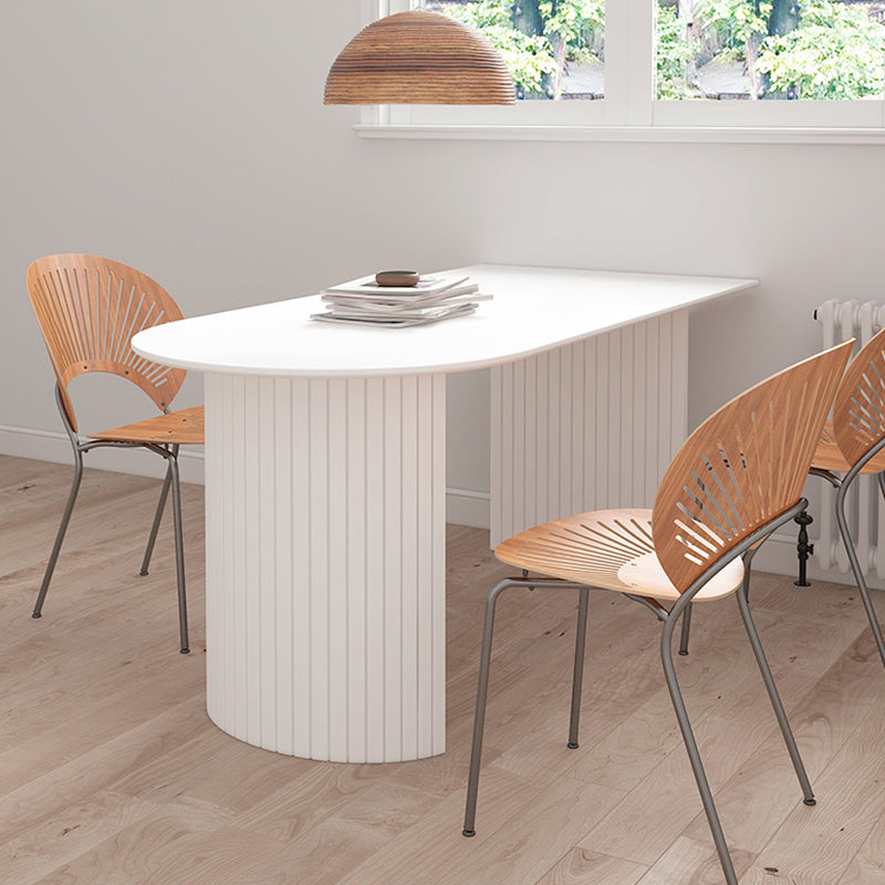 Solid Wood White Dining Table Simplicity Double Pedestal Table for Dining Room Clearhalo 'Dining Tables & Seating' 'Dining Tables' 'dining_table' 'furn' 'furn_dining_table' 'Furniture' 'furniture_dining_table' 'Kitchen & Dining Furniture' 'kitchen' 'kitchen_dining_table' 4853415