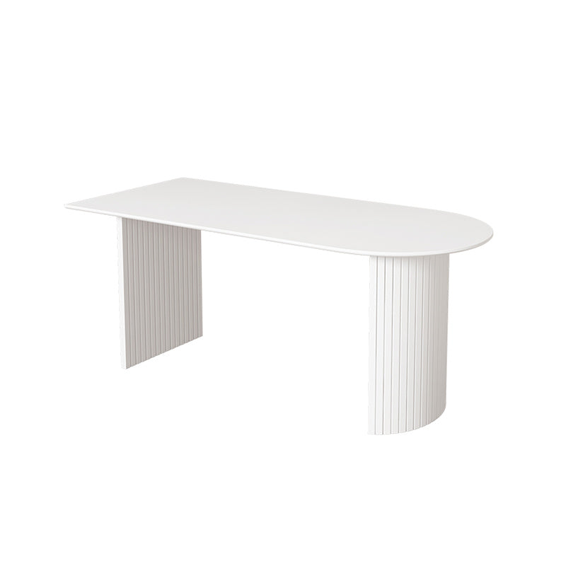 Solid Wood White Dining Table Simplicity Double Pedestal Table for Dining Room Clearhalo 'Dining Tables & Seating' 'Dining Tables' 'dining_table' 'furn' 'furn_dining_table' 'Furniture' 'furniture_dining_table' 'Kitchen & Dining Furniture' 'kitchen' 'kitchen_dining_table' 4853417