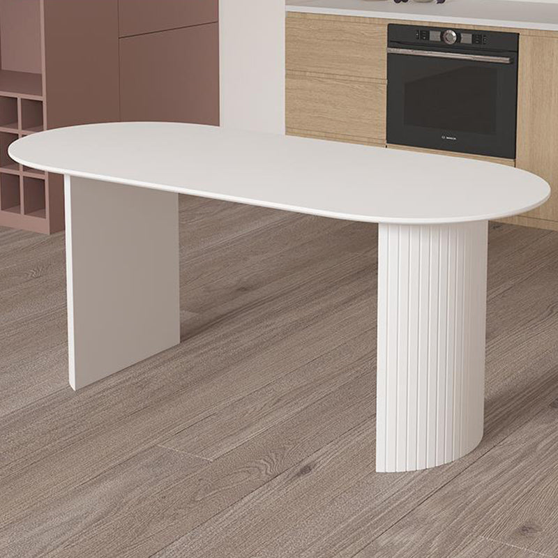Solid Wood White Dining Table Simplicity Double Pedestal Table for Dining Room Clearhalo 'Dining Tables & Seating' 'Dining Tables' 'dining_table' 'furn' 'furn_dining_table' 'Furniture' 'furniture_dining_table' 'Kitchen & Dining Furniture' 'kitchen' 'kitchen_dining_table' 4853419