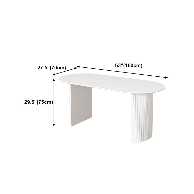 Solid Wood White Dining Table Simplicity Double Pedestal Table for Dining Room Clearhalo 'Dining Tables & Seating' 'Dining Tables' 'dining_table' 'furn' 'furn_dining_table' 'Furniture' 'furniture_dining_table' 'Kitchen & Dining Furniture' 'kitchen' 'kitchen_dining_table' 4853425