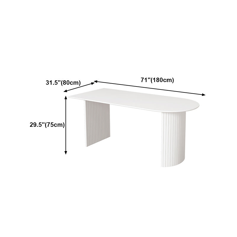 Solid Wood White Dining Table Simplicity Double Pedestal Table for Dining Room Clearhalo 'Dining Tables & Seating' 'Dining Tables' 'dining_table' 'furn' 'furn_dining_table' 'Furniture' 'furniture_dining_table' 'Kitchen & Dining Furniture' 'kitchen' 'kitchen_dining_table' 4853428