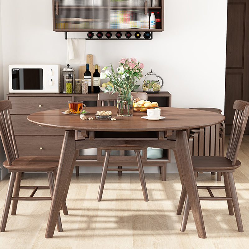 Solid Wood Dining Table Modern Brown 4 Legs Dining Table for Home Use 59.1"L x 59.1"W x 29.5"H Walnut Clearhalo 'Dining Tables & Seating' 'Dining Tables' 'dining_table' 'Furniture' 'furniture_dining_table' 'Kitchen & Dining Furniture' 'kitchen' 'kitchen_dining_table' 4853434