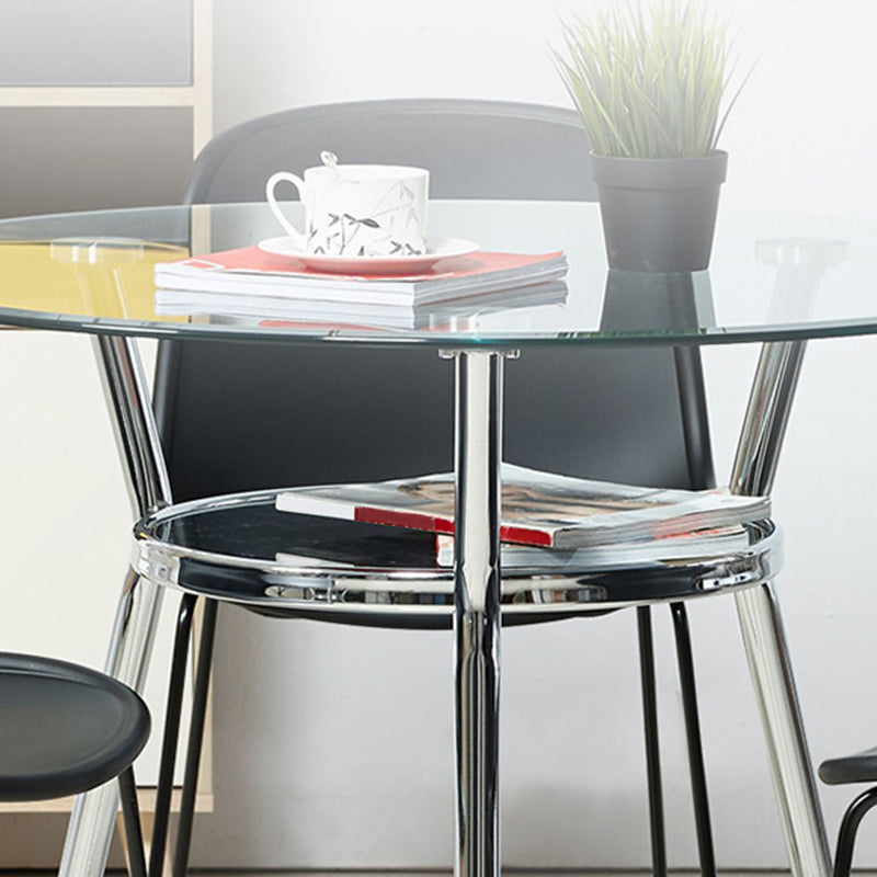Round Glass Dining Room Collection Modern Style Tripod Base Furniture for Home Clearhalo 'Dining Tables & Seating' 'Dining Tables' 'dining_table' 'furn' 'furn_dining_table' 'Furniture' 'furniture_dining_table' 'Kitchen & Dining Furniture' 'kitchen' 'kitchen_dining_table' 4853453