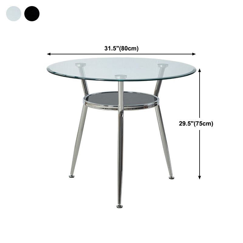 Round Glass Dining Room Collection Modern Style Tripod Base Furniture for Home Clearhalo 'Dining Tables & Seating' 'Dining Tables' 'dining_table' 'furn' 'furn_dining_table' 'Furniture' 'furniture_dining_table' 'Kitchen & Dining Furniture' 'kitchen' 'kitchen_dining_table' 4853458