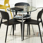 Modern Glass Top Dining Table Round Dining Table with 3 Legs Clear 35.4"L x 35.4"W x 29.5"H Without Chairs Clearhalo 'Dining Tables & Seating' 'Dining Tables' 'dining_table' 'furn' 'furn_dining_table' 'Furniture' 'furniture_dining_table' 'Kitchen & Dining Furniture' 'kitchen' 'kitchen_dining_table' 4853461