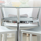 Modern Glass Top Dining Table Round Dining Table with 3 Legs Clearhalo 'Dining Tables & Seating' 'Dining Tables' 'dining_table' 'furn' 'furn_dining_table' 'Furniture' 'furniture_dining_table' 'Kitchen & Dining Furniture' 'kitchen' 'kitchen_dining_table' 4853467