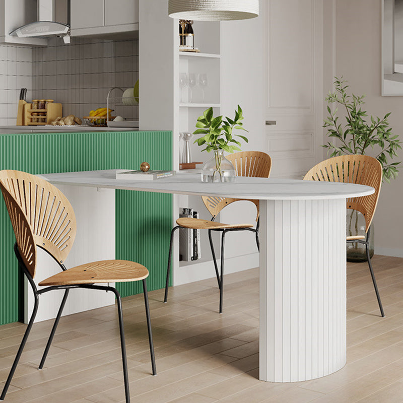 Sintered Stone Top White Table for Restaurant Modern Kitchen Table with Double Pedestal Clearhalo 'Dining Tables & Seating' 'Dining Tables' 'dining_table' 'furn' 'furn_dining_table' 'Furniture' 'furniture_dining_table' 'Kitchen & Dining Furniture' 'kitchen' 'kitchen_dining_table' 4853484