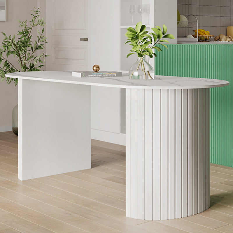 Sintered Stone Top White Table for Restaurant Modern Kitchen Table with Double Pedestal Clearhalo 'Dining Tables & Seating' 'Dining Tables' 'dining_table' 'furn' 'furn_dining_table' 'Furniture' 'furniture_dining_table' 'Kitchen & Dining Furniture' 'kitchen' 'kitchen_dining_table' 4853488
