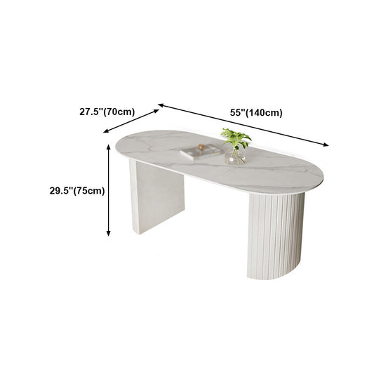 Sintered Stone Top White Table for Restaurant Modern Kitchen Table with Double Pedestal Clearhalo 'Dining Tables & Seating' 'Dining Tables' 'dining_table' 'furn' 'furn_dining_table' 'Furniture' 'furniture_dining_table' 'Kitchen & Dining Furniture' 'kitchen' 'kitchen_dining_table' 4853491
