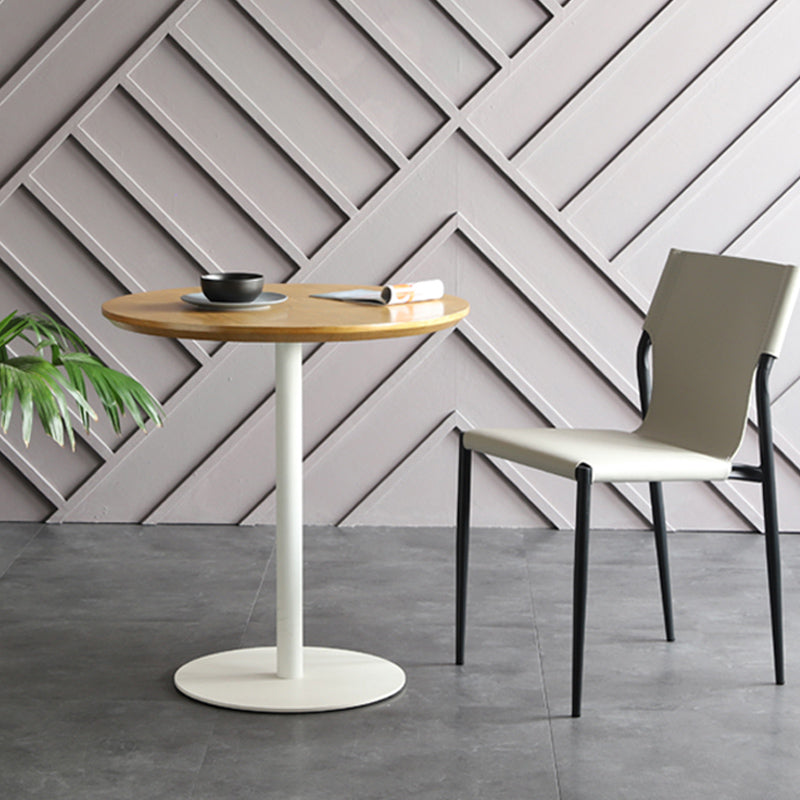 Wooden Top Dining Table Modern Round Dining Table with Metal Base Natural Without Chairs Clearhalo 'Dining Tables & Seating' 'Dining Tables' 'dining_table' 'furn' 'furn_dining_table' 'Furniture' 'furniture_dining_table' 'Kitchen & Dining Furniture' 'kitchen' 'kitchen_dining_table' 4853500