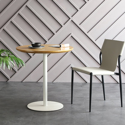 Wooden Top Dining Table Modern Round Dining Table with Metal Base Natural Without Chairs Clearhalo 'Dining Tables & Seating' 'Dining Tables' 'dining_table' 'furn' 'furn_dining_table' 'Furniture' 'furniture_dining_table' 'Kitchen & Dining Furniture' 'kitchen' 'kitchen_dining_table' 4853500