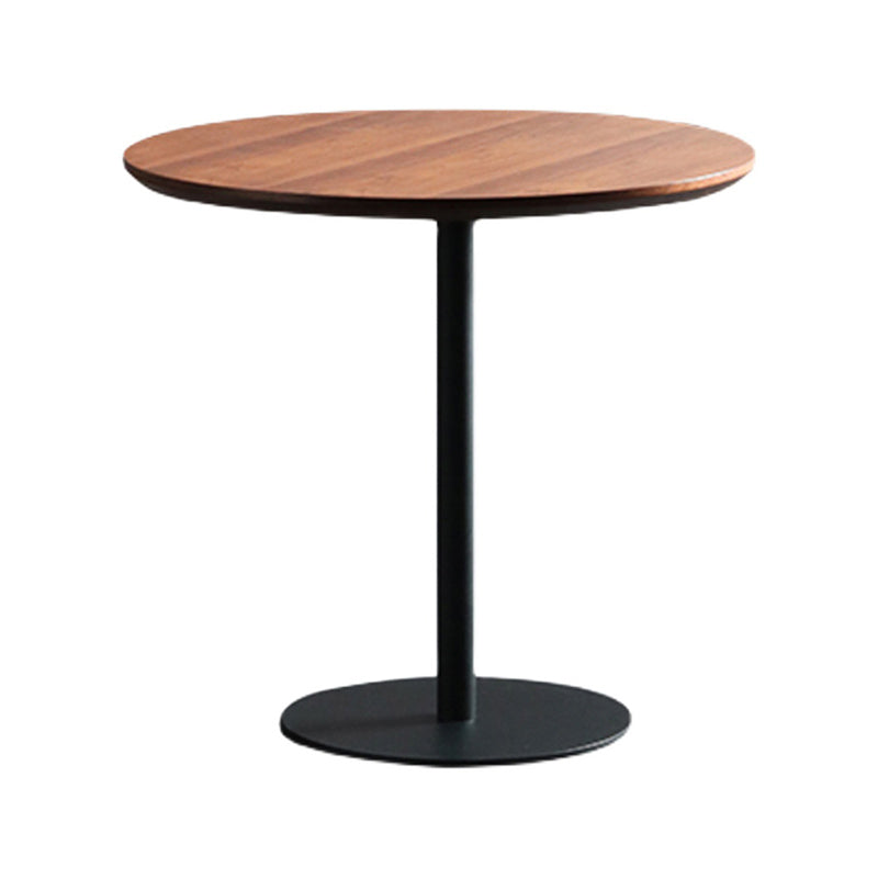 Wooden Top Dining Table Modern Round Dining Table with Metal Base Walnut Without Chairs Clearhalo 'Dining Tables & Seating' 'Dining Tables' 'dining_table' 'furn' 'furn_dining_table' 'Furniture' 'furniture_dining_table' 'Kitchen & Dining Furniture' 'kitchen' 'kitchen_dining_table' 4853503