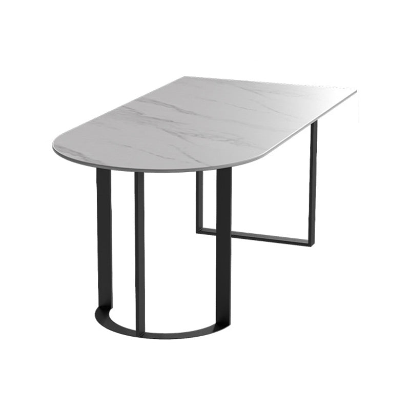 Free Form Sintered Stone Top Table for Restaurant Luxury Dining Table with Double Pedestal Black Without Chairs Clearhalo 'Dining Tables & Seating' 'Dining Tables' 'dining_table' 'furn' 'furn_dining_table' 'Furniture' 'furniture_dining_table' 'Kitchen & Dining Furniture' 'kitchen' 'kitchen_dining_table' 4853517