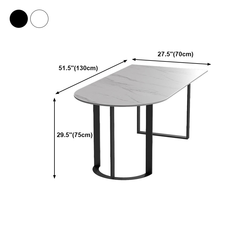 Free Form Sintered Stone Top Table for Restaurant Luxury Dining Table with Double Pedestal Clearhalo 'Dining Tables & Seating' 'Dining Tables' 'dining_table' 'furn' 'furn_dining_table' 'Furniture' 'furniture_dining_table' 'Kitchen & Dining Furniture' 'kitchen' 'kitchen_dining_table' 4853525