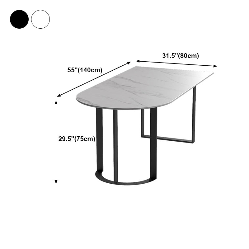 Free Form Sintered Stone Top Table for Restaurant Luxury Dining Table with Double Pedestal Clearhalo 'Dining Tables & Seating' 'Dining Tables' 'dining_table' 'furn' 'furn_dining_table' 'Furniture' 'furniture_dining_table' 'Kitchen & Dining Furniture' 'kitchen' 'kitchen_dining_table' 4853526
