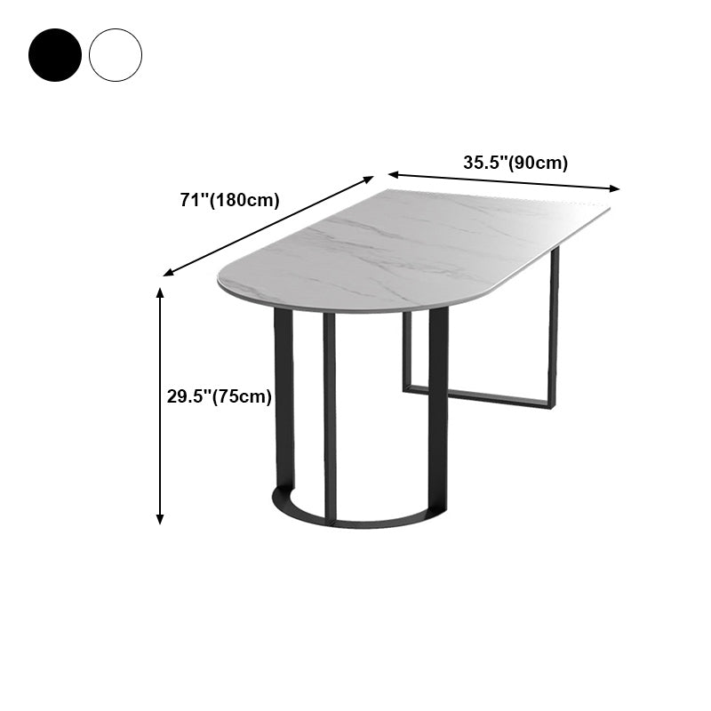 Free Form Sintered Stone Top Table for Restaurant Luxury Dining Table with Double Pedestal Clearhalo 'Dining Tables & Seating' 'Dining Tables' 'dining_table' 'furn' 'furn_dining_table' 'Furniture' 'furniture_dining_table' 'Kitchen & Dining Furniture' 'kitchen' 'kitchen_dining_table' 4853528