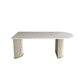Free Form Sintered Stone Table for Restaurant Luxury White Top Table with Double Pedestal 63"L x 31.5"W x 29.5"H White Clearhalo 'Dining Tables & Seating' 'Dining Tables' 'dining_table' 'Furniture' 'furniture_dining_table' 'Kitchen & Dining Furniture' 'kitchen' 'kitchen_dining_table' 4853538