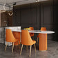 Free Form Sintered Stone Table for Restaurant Luxury White Top Table with Double Pedestal Orange Clearhalo 'Dining Tables & Seating' 'Dining Tables' 'dining_table' 'Furniture' 'furniture_dining_table' 'Kitchen & Dining Furniture' 'kitchen' 'kitchen_dining_table' 4853540