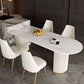 Free Form Sintered Stone Table for Restaurant Luxury White Top Table with Double Pedestal Clearhalo 'Dining Tables & Seating' 'Dining Tables' 'dining_table' 'Furniture' 'furniture_dining_table' 'Kitchen & Dining Furniture' 'kitchen' 'kitchen_dining_table' 4853547