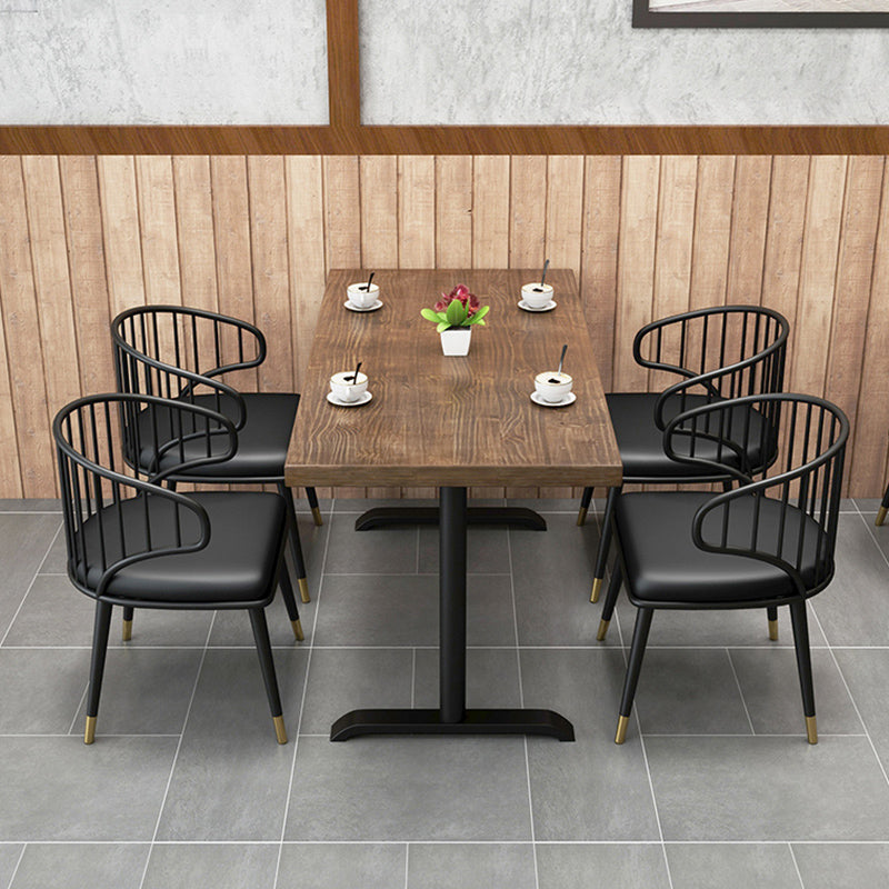 Solid Wood Dining Table Industrial Square Dining Table with Metal Base 63"L x 27.6"W x 29.5"H Without Chairs Clearhalo 'Dining Tables & Seating' 'Dining Tables' 'dining_table' 'furn' 'furn_dining_table' 'Furniture' 'furniture_dining_table' 'Kitchen & Dining Furniture' 'kitchen' 'kitchen_dining_table' 4853555