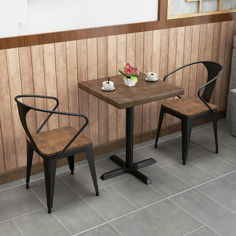 Solid Wood Dining Table Industrial Square Dining Table with Metal Base 23.6"L x 23.6"W x 29.5"H Without Chairs Clearhalo 'Dining Tables & Seating' 'Dining Tables' 'dining_table' 'furn' 'furn_dining_table' 'Furniture' 'furniture_dining_table' 'Kitchen & Dining Furniture' 'kitchen' 'kitchen_dining_table' 4853557