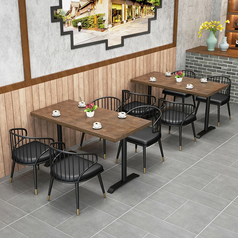 Solid Wood Dining Table Industrial Square Dining Table with Metal Base Clearhalo 'Dining Tables & Seating' 'Dining Tables' 'dining_table' 'furn' 'furn_dining_table' 'Furniture' 'furniture_dining_table' 'Kitchen & Dining Furniture' 'kitchen' 'kitchen_dining_table' 4853560