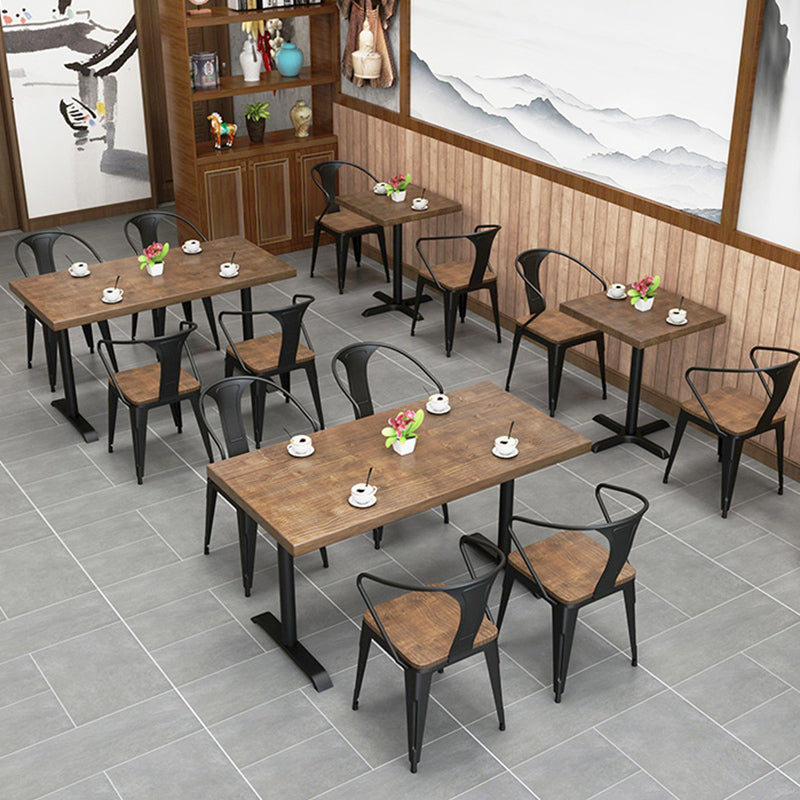 Solid Wood Dining Table Industrial Square Dining Table with Metal Base Clearhalo 'Dining Tables & Seating' 'Dining Tables' 'dining_table' 'furn' 'furn_dining_table' 'Furniture' 'furniture_dining_table' 'Kitchen & Dining Furniture' 'kitchen' 'kitchen_dining_table' 4853564