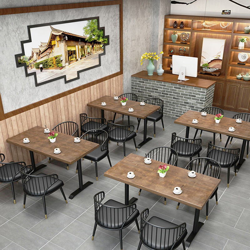 Solid Wood Dining Table Industrial Square Dining Table with Metal Base Clearhalo 'Dining Tables & Seating' 'Dining Tables' 'dining_table' 'furn' 'furn_dining_table' 'Furniture' 'furniture_dining_table' 'Kitchen & Dining Furniture' 'kitchen' 'kitchen_dining_table' 4853565