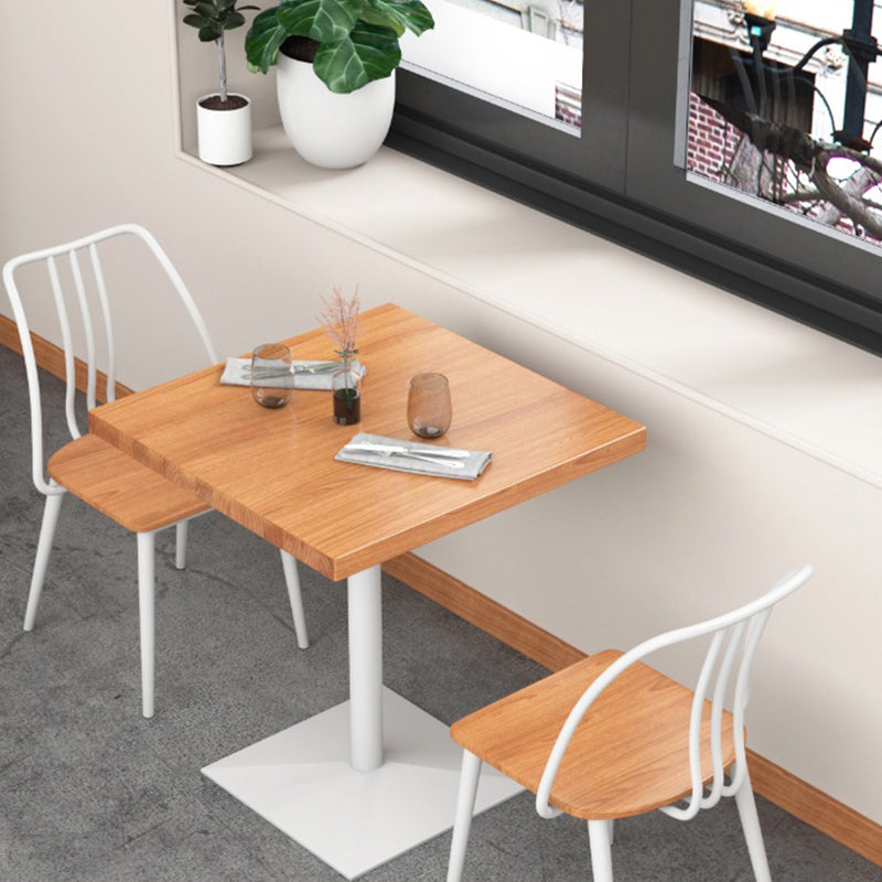 Square Wooden Dining Table Industrial Pedestal Dining Table for Restaurant White 31.5"L x 31.5"W x 29.5"H Without Chairs Clearhalo 'Dining Tables & Seating' 'Dining Tables' 'dining_table' 'furn' 'furn_dining_table' 'Furniture' 'furniture_dining_table' 'Kitchen & Dining Furniture' 'kitchen' 'kitchen_dining_table' 4853573