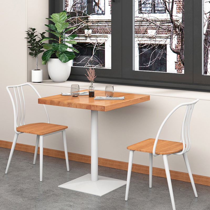 Square Wooden Dining Table Industrial Pedestal Dining Table for Restaurant White 23.6"L x 23.6"W x 29.5"H Without Chairs Clearhalo 'Dining Tables & Seating' 'Dining Tables' 'dining_table' 'furn' 'furn_dining_table' 'Furniture' 'furniture_dining_table' 'Kitchen & Dining Furniture' 'kitchen' 'kitchen_dining_table' 4853576