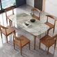 Rectangle Dining Table Sintered Stone Table Retro Modern with 4 Legs Gray 55.1"L x 31.5"W x 29.5"H Without Chairs Clearhalo 'Dining Tables & Seating' 'Dining Tables' 'dining_table' 'furn' 'furn_dining_table' 'Furniture' 'furniture_dining_table' 'Kitchen & Dining Furniture' 'kitchen' 'kitchen_dining_table' 4853586