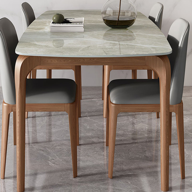 Rectangle Dining Table Sintered Stone Table Retro Modern with 4 Legs Gray 70.9"L x 35.4"W x 29.5"H Without Chairs Clearhalo 'Dining Tables & Seating' 'Dining Tables' 'dining_table' 'furn' 'furn_dining_table' 'Furniture' 'furniture_dining_table' 'Kitchen & Dining Furniture' 'kitchen' 'kitchen_dining_table' 4853588