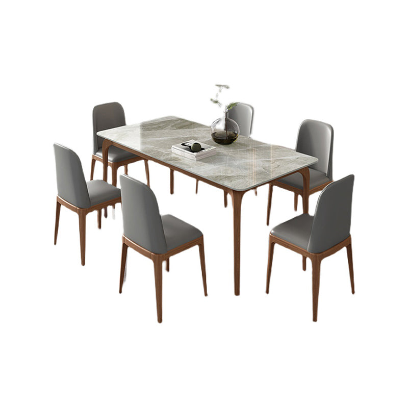Rectangle Dining Table Sintered Stone Table Retro Modern with 4 Legs Gray Without Chairs Clearhalo 'Dining Tables & Seating' 'Dining Tables' 'dining_table' 'furn' 'furn_dining_table' 'Furniture' 'furniture_dining_table' 'Kitchen & Dining Furniture' 'kitchen' 'kitchen_dining_table' 4853589