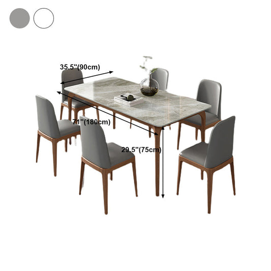 Rectangle Dining Table Sintered Stone Table Retro Modern with 4 Legs Clearhalo 'Dining Tables & Seating' 'Dining Tables' 'dining_table' 'furn' 'furn_dining_table' 'Furniture' 'furniture_dining_table' 'Kitchen & Dining Furniture' 'kitchen' 'kitchen_dining_table' 4853598