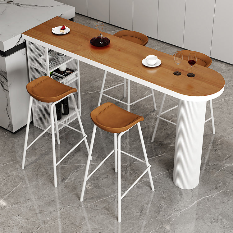 Metal Contemporary Freeform Dining Table Pine Wood Top Table Clearhalo 'Dining Tables & Seating' 'Dining Tables' 'dining_table' 'furn' 'furn_dining_table' 'Furniture' 'furniture_dining_table' 'Kitchen & Dining Furniture' 'kitchen' 'kitchen_dining_table' 4853608