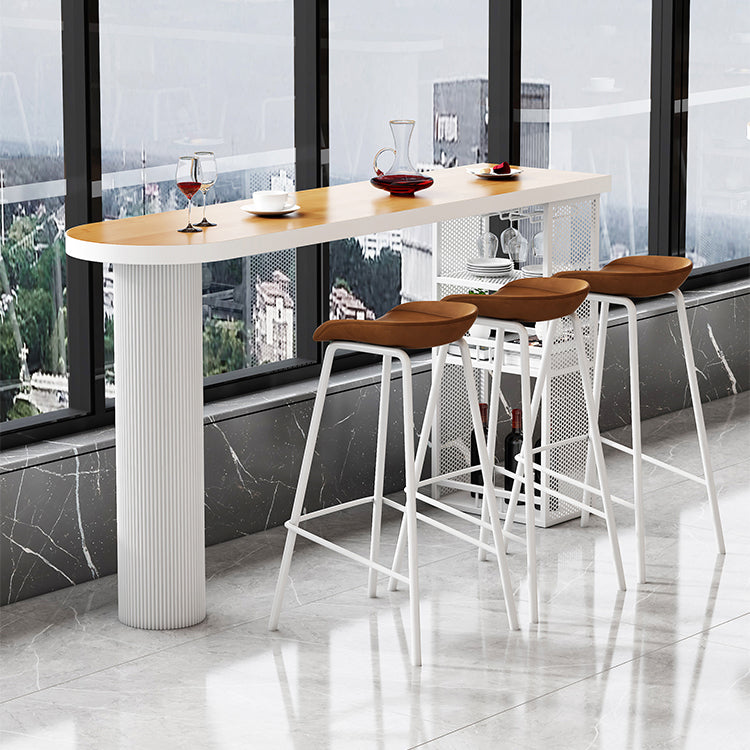 Metal Contemporary Freeform Dining Table Pine Wood Top Table Clearhalo 'Dining Tables & Seating' 'Dining Tables' 'dining_table' 'furn' 'furn_dining_table' 'Furniture' 'furniture_dining_table' 'Kitchen & Dining Furniture' 'kitchen' 'kitchen_dining_table' 4853612