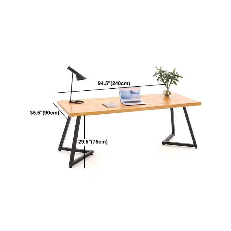 Rectangle Industrial Dining Table Double Pedestal Solid Wood Table Clearhalo 'Dining Tables & Seating' 'Dining Tables' 'dining_table' 'furn' 'furn_dining_table' 'Furniture' 'furniture_dining_table' 'Kitchen & Dining Furniture' 'kitchen' 'kitchen_dining_table' 4853633
