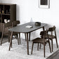 Rectangle Stone Top Dining Table Mid-Century Modern Dining Table with 4 Legs 55.1"L x 31.5"W x 29.5"H Without Chairs Clearhalo 'Dining Tables & Seating' 'Dining Tables' 'dining_table' 'furn' 'furn_dining_table' 'Furniture' 'furniture_dining_table' 'Kitchen & Dining Furniture' 'kitchen' 'kitchen_dining_table' 4853639