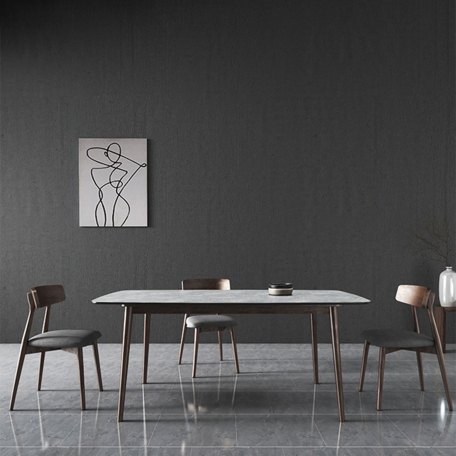 Rectangle Stone Top Dining Table Mid-Century Modern Dining Table with 4 Legs Clearhalo 'Dining Tables & Seating' 'Dining Tables' 'dining_table' 'furn' 'furn_dining_table' 'Furniture' 'furniture_dining_table' 'Kitchen & Dining Furniture' 'kitchen' 'kitchen_dining_table' 4853650